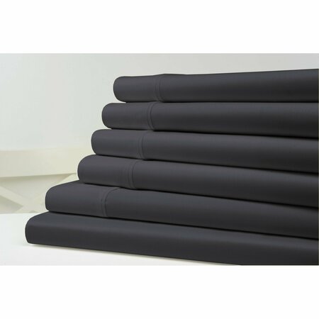 KATHY IRELAND 1500 Thread Count Bamboo Cotton 6 pc Sheet Set - Full - Charcoal 1476FLCH